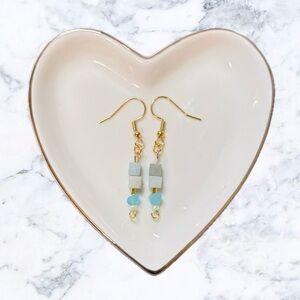 Elegant Gold and Blue Dangle Earrings
